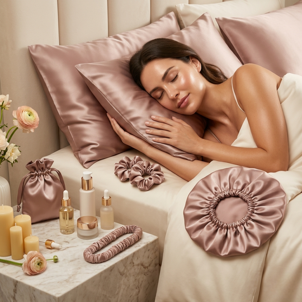 SilkenSleep™ Satin Beauty Sleep Collection | Pillowcase, Scrunchie, Bonnet & Sleep Essentials