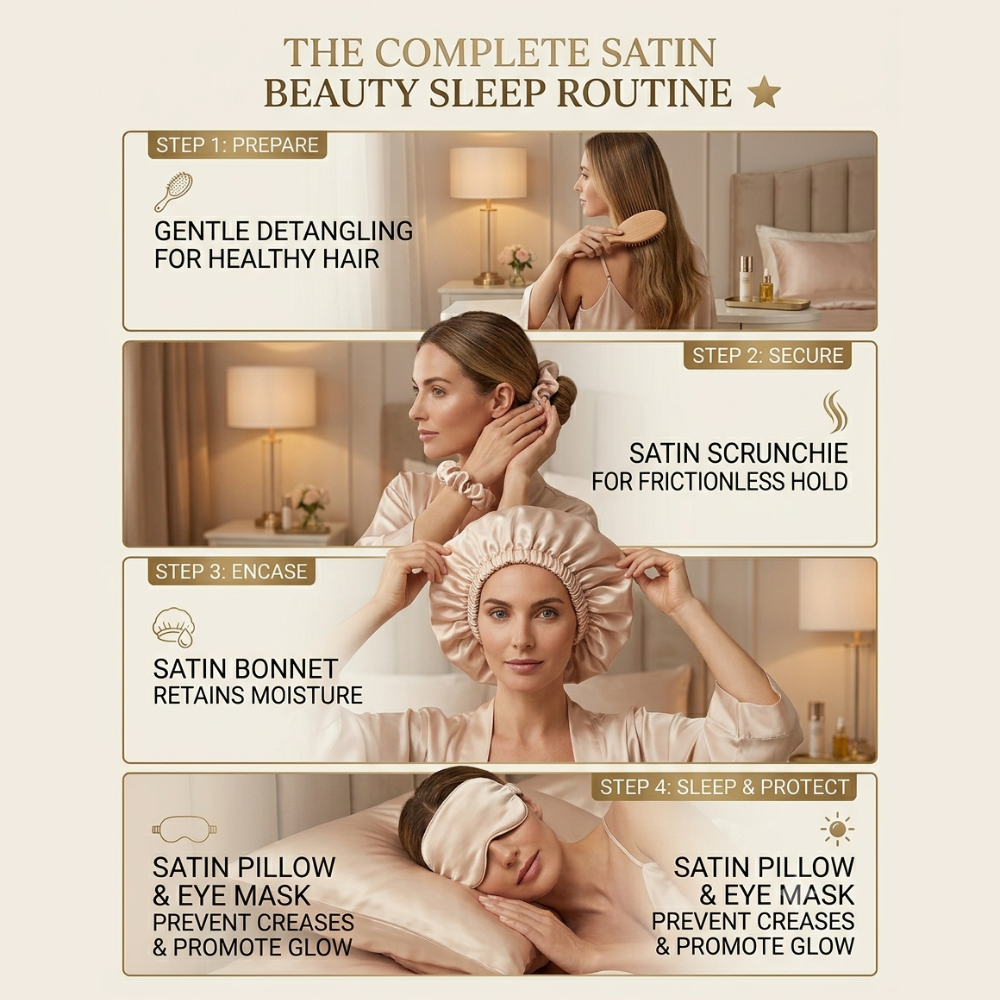 SilkenSleep™ Satin Beauty Sleep Collection | Pillowcase, Scrunchie, Bonnet & Sleep Essentials