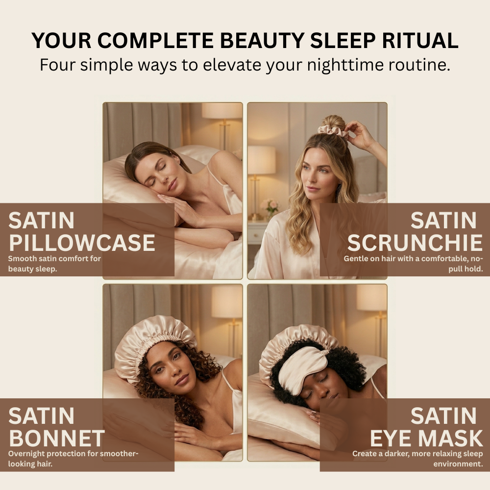 SilkenSleep™ Satin Beauty Sleep Collection | Pillowcase, Scrunchie, Bonnet & Sleep Essentials