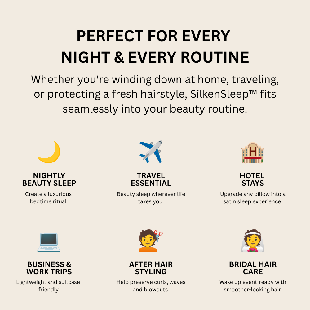SilkenSleep™ Satin Beauty Sleep Collection | Pillowcase, Scrunchie, Bonnet & Sleep Essentials